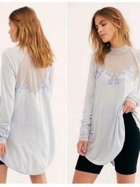 Light blue Glacier Free People Floral Tunic Top